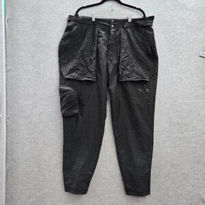 Puma Men Pants XL Black Cargo First Mile Logo Button Zipper 28" Inseam Outdoor